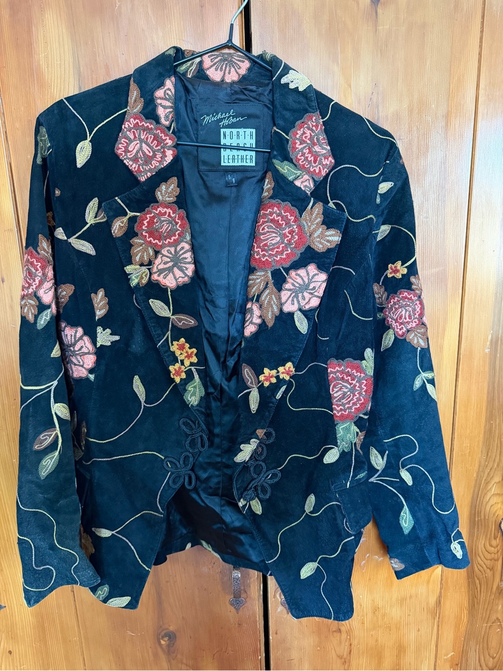 North Beach Leather Black Floral Embroidered Blazer